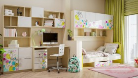 Детская комната Флёр (Белый/корпус Клен) в Горно-Алтайске - gorno-altajsk.katalogmebeli.com | фото