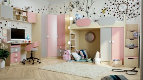 Детская комната Грэйси (Розовый/Серый/корпус Клен) в Горно-Алтайске - gorno-altajsk.katalogmebeli.com | фото
