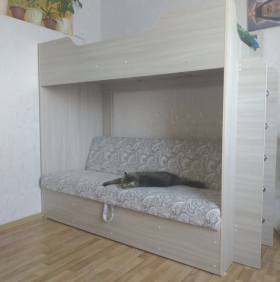 Кровать двухъярусная с диваном (Беленый дуб) в Горно-Алтайске - gorno-altajsk.katalogmebeli.com | фото