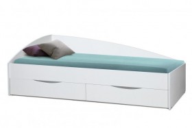 Кровать одинарная "Фея - 3" (асимметричная) (2000х900) New/(белый / белый / ДВПО белый) в Горно-Алтайске - gorno-altajsk.katalogmebeli.com | фото